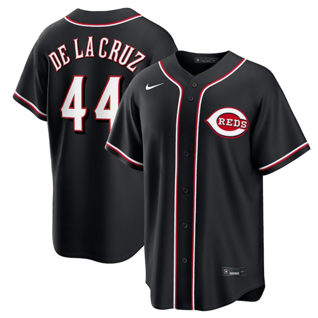 Men's Cincinnati Reds #44 Elly De La Cruz 2026 Fashion Replica Black Out Stitched Baseball Jersey
